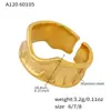 Joyería Transfronteriza Europea y Americana Anillo Abierto Irregular Plegado en Relieve de Acero Inoxidable de Alta Resistencia Chapado en Oro Real de 18 Quilates para Mujer