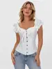 Corset Bustier Branco Liso Francês Feminino com Mangas Bufantes Estilo Corte Justo Modelador Corporal Controle Abdominal