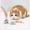 Juguete para gatos, pelota elástica, gadget de autoentretenimiento, palo para provocar gatos, nueva pelota deportiva con plumas, suministros para gastar energía de gatos