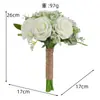 Ramo de Novia Estilo Bosque, Ramo Pe Pequeño Vintage con Rosas y Gypsophila, Accesorios para Fotografía de Boda al Aire Libre en Césped
