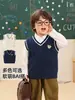 Chaleco Tejido Estilo Universitario Panda Kaka para Niños Ropa de Otoño para Niños Chaleco de Dibujos Animados para Bebé Top de Otoño para Niñas