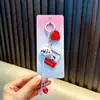 Chaveiro Gato Morango Desenho Animado Gatinho Pingente de Bolsa Lanyard de Celular Fofo Pingente para Chaveiro de Carro Pequeno Presente