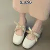 2026 Otoño Temprano Nuevo Estilo Zapatos Planos de Ballet de Moda con Falda Zapatos Mary Jane de Lana Gris Zapatos de Mujer Corte Bajo Zapatos Individuales