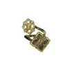 Versa Pendientes de Botón Doble Flor Ópera Italiana Buqilla Encaje de Esmalte de Color Diamante Trébol Anillo Abierto