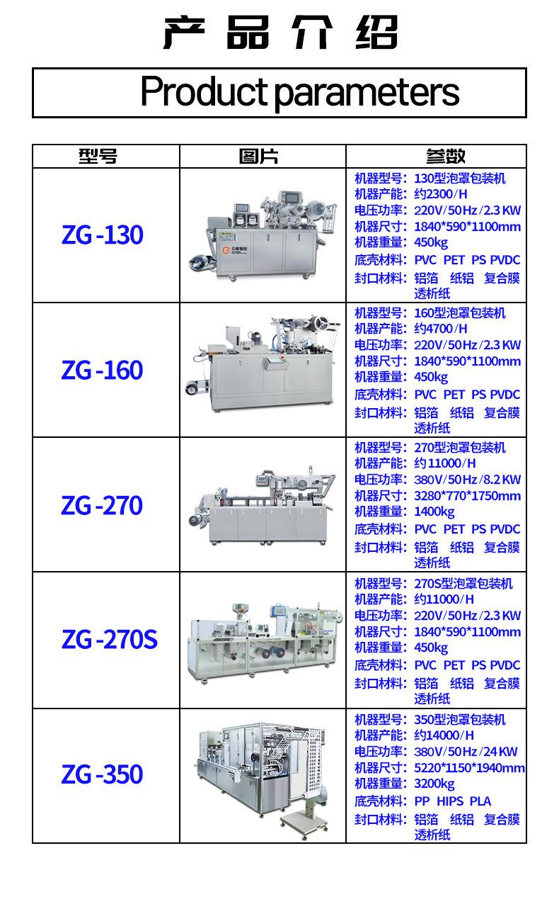 泡罩机型号参数图