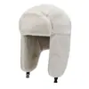 Chapéu Lei Feng Quente de Inverno para Homens e Mulheres Proteção contra Frio ao Ar Livre Pelo de Coelho Moda Casual Ciclismo Chapéu com Proteção para Orelhas Chapéu de Algodão