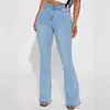 Jeans Flares de Cintura Alta com Lavagem Europeia e Americana de Alta Elasticidade para Mulheres 2025, Moda de Rua, Slim Fit Elástico com Bolsos