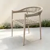 Silla de ratán para patio exterior, mesa y sillas de ocio, balcón al aire libre de jardín para el hogar, silla creativa con respaldo de cuerda para casa de huéspedes, mesa de café pequeña