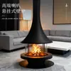 Chimenea redonda independiente para sala de estar de villa, de leña, de alcohol, a gas natural, estufa de fogata con calefacción de tres vías