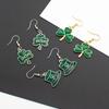 Aretes Verdes de Aleación con Goteo de Aceite para Festival Irlandés Europeo y Americano Sombrero Trébol St. Día de San Patricio
