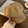 Sombrero Octagonal Vintage para Mujer, Sombrero Pequeño Adelgazante para Otoño e Invierno, Cálido y Elegante, Boina Artística de Pico de Pato, Sombrero de Pintor