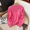 Suéter bordado rosa choque para filhote, blusa de tricô estilo coreano mais grossa, outros itens da moda