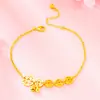 Tobillera de Imitación de Lujo Ligero Estilo Moneda de Oro 24K, Popular en Redes Sociales, Joyería de Acero de Titanio para Mujer, Accesorio de Pie Sencillo Dorado Arena para Verano