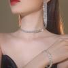 Set de Collar de Tres Piezas, Collar de Diamantes de Lujo de Alta Gama con Múltiples Drenajes, Aretes, Pulsera, Joyería Nupcial de Moda, Joyería para Vestido