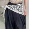 Falda Blanca Floral Hueca Dulce y Fresca de Encaje para Mujer, Estilo Francés de Verano con un Toque de Lujo, Adecuada para Combinar con Vestidos y Jeans, Decoración en la Cintura