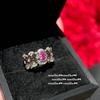 Anillo de encaje con diseño de panal, gema roja tipo corona, chapado en oro rico de 18 quilates, anillo texturizado con circonita
