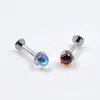 Aleación de titanio ASTMF136 pendiente de bola de circón de tres garras material de grado de implante cabeza de joyería para piercing labial con bola de circón incrustada en garra