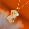 Colgante de cheongsam de jade hetiano de imitación de estilo chino, collar vintage de esmalte cloisonné chapado en oro, exquisito y elegante para mujer.