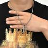 Colar de crochê com cruz dupla hip hop retrô europeu e americano, pingente de diamante personalizado moderno para homens e mulheres, atacado de fábrica