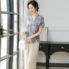 Conjunto de Ropa de Verano para Mamá, Elegante Top con Diseño Ajustado a la Cintura, Ropa Adelgazante para Mujeres de Mediana Edad, Conjunto de Dos Piezas de Camisa de Manga Corta para Verano 2026
