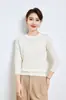 Capa Base Tejida de Lana Merino Pulóver de Color Sólido Top de Cuello Redondo Otoño e Invierno Suéter Interior Cálido para Mujer Lana Fina