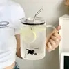 Copo de Vidro de Grande Capacidade 1000ml para Uso Doméstico, Copo para Suco e Bebidas, Novo Modelo 2025, Copo Estiloso com Canudo para Mulheres, Adequado para Fazer Chá