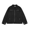 Abrigo corto de ante deconstruido para hombre primavera y otoño calle alta americana cremallera ropa de moto chaqueta de piloto