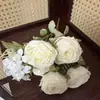 Rosa artificial estilo vintage com bordas queimadas, cores mistas, botões de rosa de 6 pétalas, flores artificiais para casa, casamento e decoração de noiva, buquê de flores artificiais