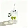 Taza redonda rayada divertida, vidrio simple de borosilicato alto, taza linda de gran capacidad, taza de café y leche para el hogar moderna y simple
