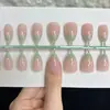 Europa Transfronteriza Talla Única Cortas Almendra Francesas Uñas Portátiles Manicura Uñas Pre-hechas Piezas de Uña con Talla Uñas Postizas Pegatinas de Manicura