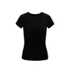 Ropa de Mujer de Moda Cuello Redondo, Hombro Recto, Ajuste Delgado Camiseta, Primavera/Verano 2026, Estilo Americano, Ceñida a la Cintura, Adelgazante, Capa Base Deportiva, Manga Corta, Para Mujer.