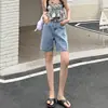 Shorts de Mezclilla para Mujer, Nuevo Estilo Verano 2026, Delgados, Holgados, de Cintura Alta, Pierna Recta, Pierna Ancha, Modernos