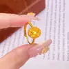 Tienda de Oro Mismo Estilo Arena Dorada Anillo con Filigrana Hueca Escama de Pez Huevo de Paloma para Mujer, Anillo de Lujo Ligero de Alta Gama Que No Se Desvanece Durante Mucho Tiempo
