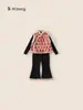 Roupas Infantis Youbao Kidsren, Roupa de Cumprimentos de Ano Novo para Meninas, Conjunto de Roupa Infantil, Camiseta Básica, Colete de Pelo e Calça Boca de Sino de Veludo, Conjunto de Três Peças para Bebê