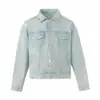 Chaqueta de Mezclilla Vintage Yidao 2026 Otoño Nueva para Hombre con Inserciones Metálicas, Desgarros Irregulares, Corte Holgado, Única y Personalizada