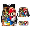 Mochila de Liberación Rápida Transfronteriza de Dibujos Animados de Mario para Estudiantes de Primaria y Secundaria Bolsa Escolar de Tres Piezas Mochila Bolso de Hombro Estuche para Lápices Venta al por Mayor