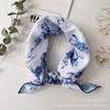 Cachecol de seda de Outono e Inverno cachecol quadrado pequeno cachecol feminino de algodão e linho pequeno floral fresco criptografado decorativo faixa de cabelo retrô requintado estilo coreano