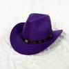 Sombrero Cowboy Occidental de Lana para Hombre y Mujer Europeo y Americano Hebilla de Cuero con Ala Grande Enrollada Sombrero de Copa Sombrero de Fieltro Sombrero de Jazz