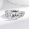 Tk Transmissão Ao Vivo Mais Vendido Anéis de Casal Banhados a Prata Esterlina 925 com Diamantes Completos Estilo Europeu e Americano Personalizado Leve Luxo Ins Anel de Zircônia Joia