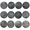 Moeda Desafio Antiga Medalhão Comemorativo de Comércio Exterior Naipe 12 Constelações Relevo Banhado a Prata Antiga Moeda de Coleção Medalhão Comemorativo
