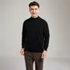 Suéter de cuello medio simple y elegante 100% cachemira pura para hombre, adecuado para ropa business casual, jersey versátil y cálido como capa base