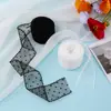 Fita de Renda com Bolinhas Flocadas e Borda Ondulada 5 cm Laço Feito à Mão Acessório de Cabelo Fita para Headband