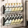 Zapatero sin taladro para detrás de la puerta de la sala, zapatero plegable de pared, zapatero para pantuflas para baño, zapatero para puerta de seguridad de casa de alquiler