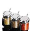 Nuevo Tapa de Acero Inoxidable 304 Frasco para Condimentos Gran Capacidad Cocina Botella de Vidrio para Condimentos Salero Almacenamiento de Pimienta