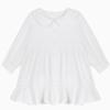Vestido de Manga Larga de Color Sólido Nuevo para Otoño Temprano para Niñas Bebé con Cuello de Muñeca Apilado Blanco Vestido de Moda Tendencia