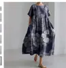 Amazon Transfronterizo 2026 Verano Nuevo Talla Europea Mujer Holgado Cuello Redondo Moderno Gama Alta Manga Corta Vestido Estampado