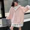 Sudadera con Capucha Floral 2025 Nueva Para Niñas Primavera y Otoño Estilo Hong Kong Holgada Perezosa Casual Cárdigan Cremallera Superior Chaqueta