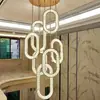 Candelabro de Cristal para Escaleras de Lujo Ligero con un Toque de Alta Gama, Adecuado para Villas Dúplex, Salas de Estar Amplias y Iluminación Principal de Vestíbulos de Lujo