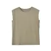 Camiseta Regata de Linho com Estampa de Gotas d'Água para Mulheres, Regata de Linho e Algodão com Gola Redonda e Ombro Largo, Versátil Solta Casual Simples para o Dia a Dia