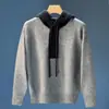 Novo suéter de malha com capuz para outono e inverno para homens e casais, gola polo color block, jaqueta estilo old money, atacado de fábrica transfronteiriço